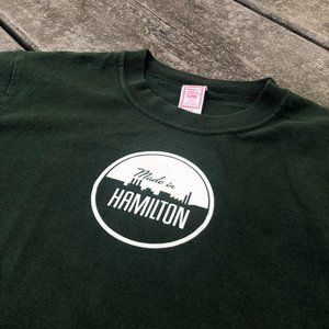 made in Hamilton hunter green youth tee